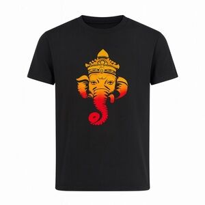 🐘 Ganesha Hindu Deity Tee 🔥 Black Spiritual Graphic Shirt Size Large